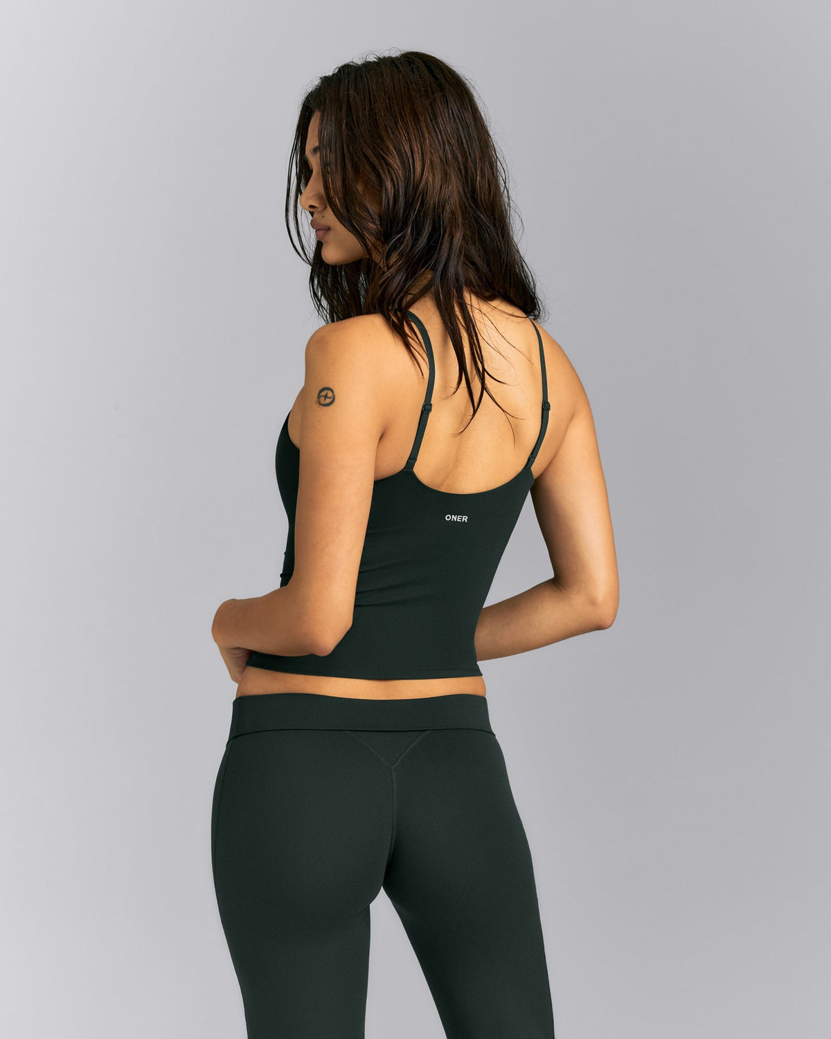 SoftMotion™ Adjustable V Neck Tank Top with Built in Bra Shelf | Emerald Noir