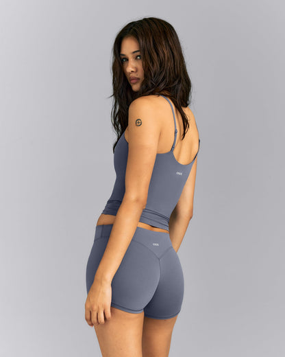 SoftMotion™ Adjustable V Neck Tank Top with Built in Bra Shelf | Granite Blue