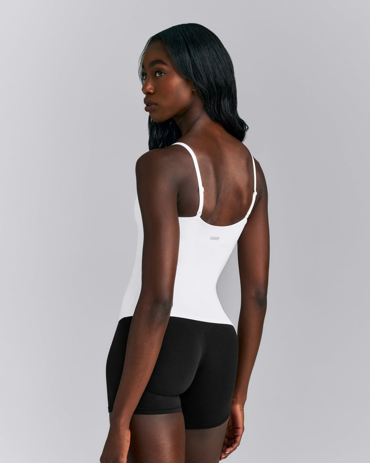 SoftMotion™ Adjustable V Neck Tank Top with Built in Bra Shelf | White