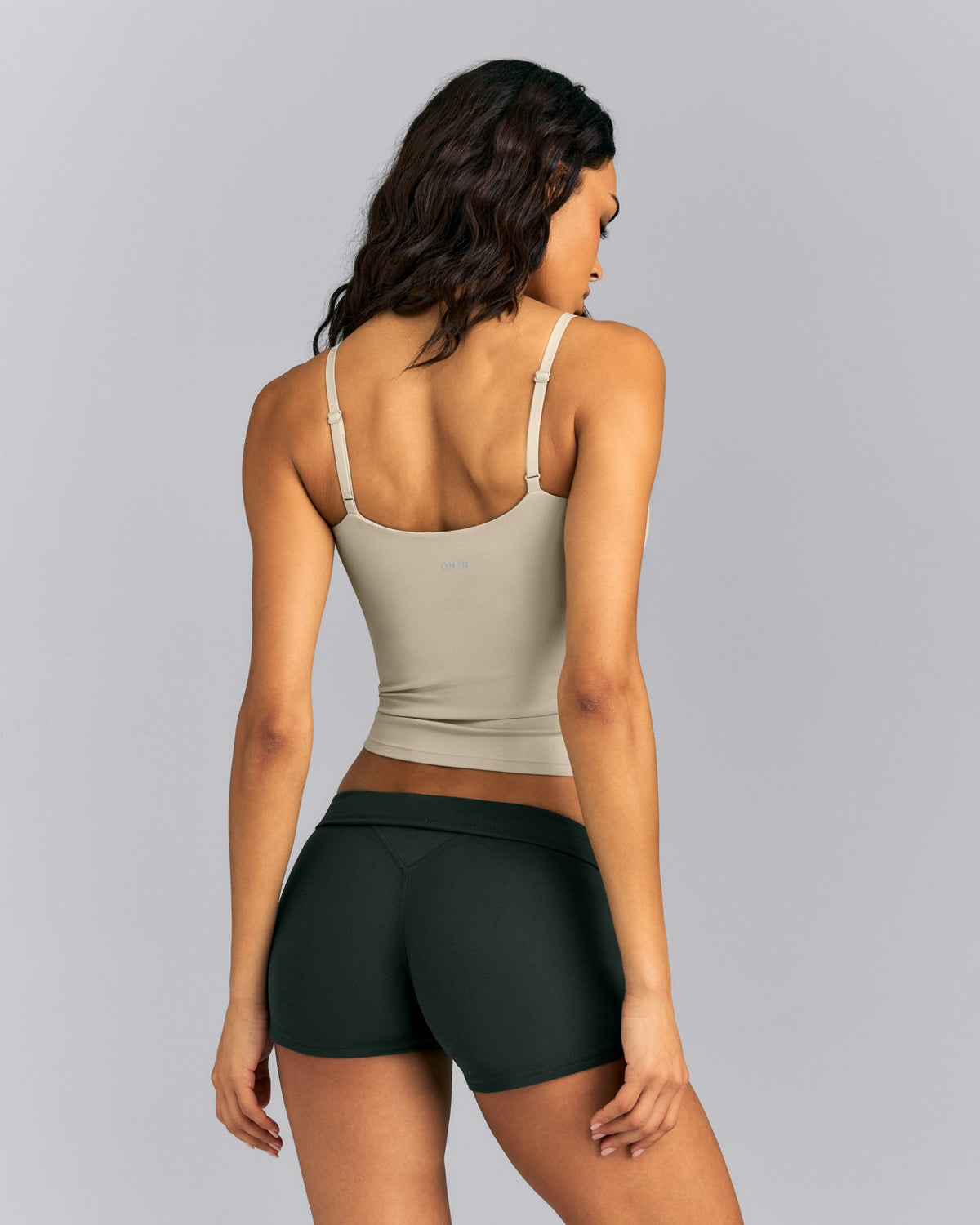 SoftMotion™ Adjustable V Neck Tank Top with Built in Bra Shelf | Oatmeal