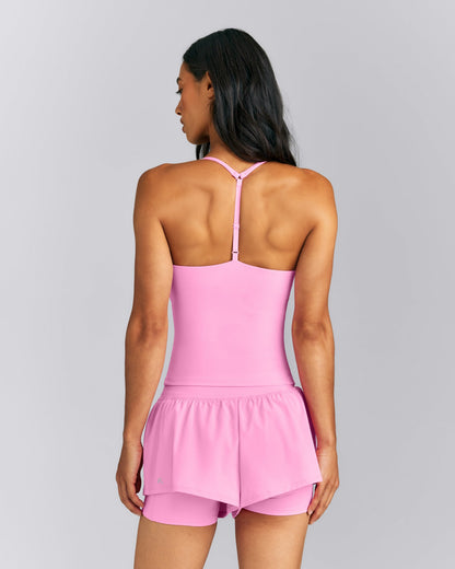 UnifiedMove™ T Back Mid Tank with Built in Bra Shelf | Power Pink