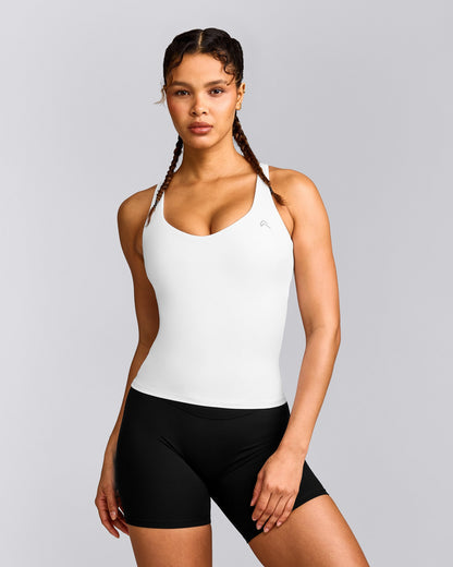 UnifiedMove™ V Neck Cross Back Tank Top | White