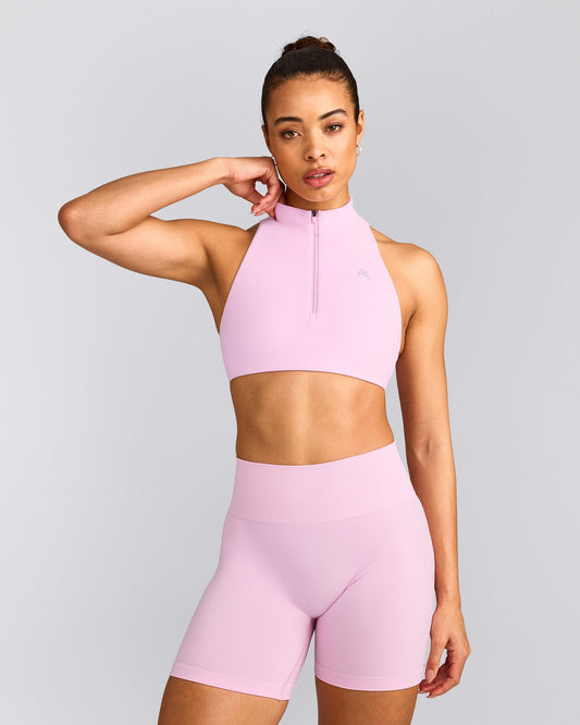 EasyLift™ Zip High Neck Sports Bra | Chalk Pink