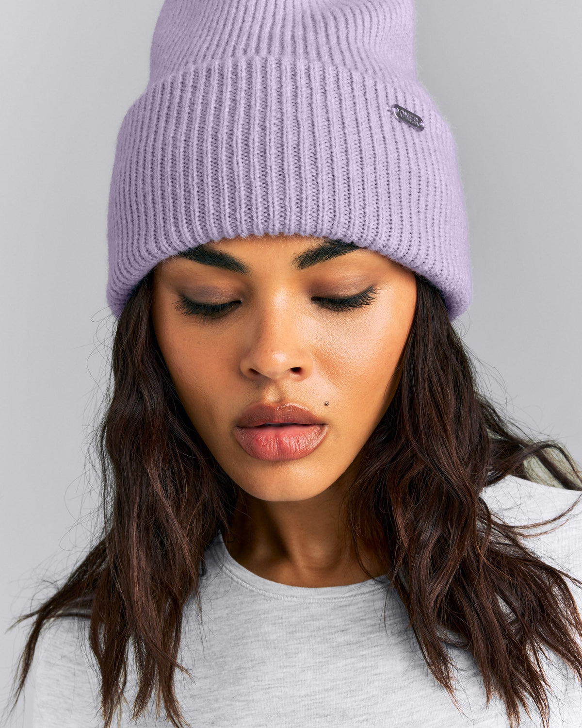 Wool Rib Knit Beanie | Lavender Purple