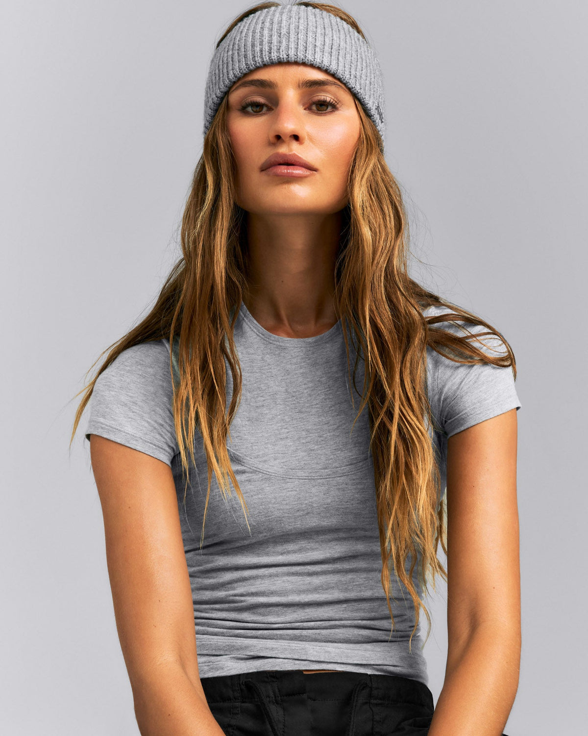 Wool Rib Knit Headband | Gray Marl