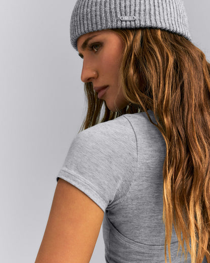 Wool Rib Knit Headband | Gray Marl