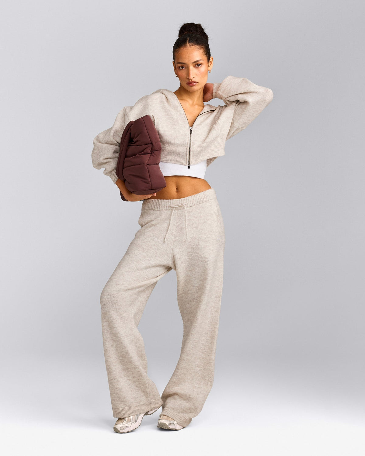 Oversized Knit Straight Leg Pants | Oat Marl