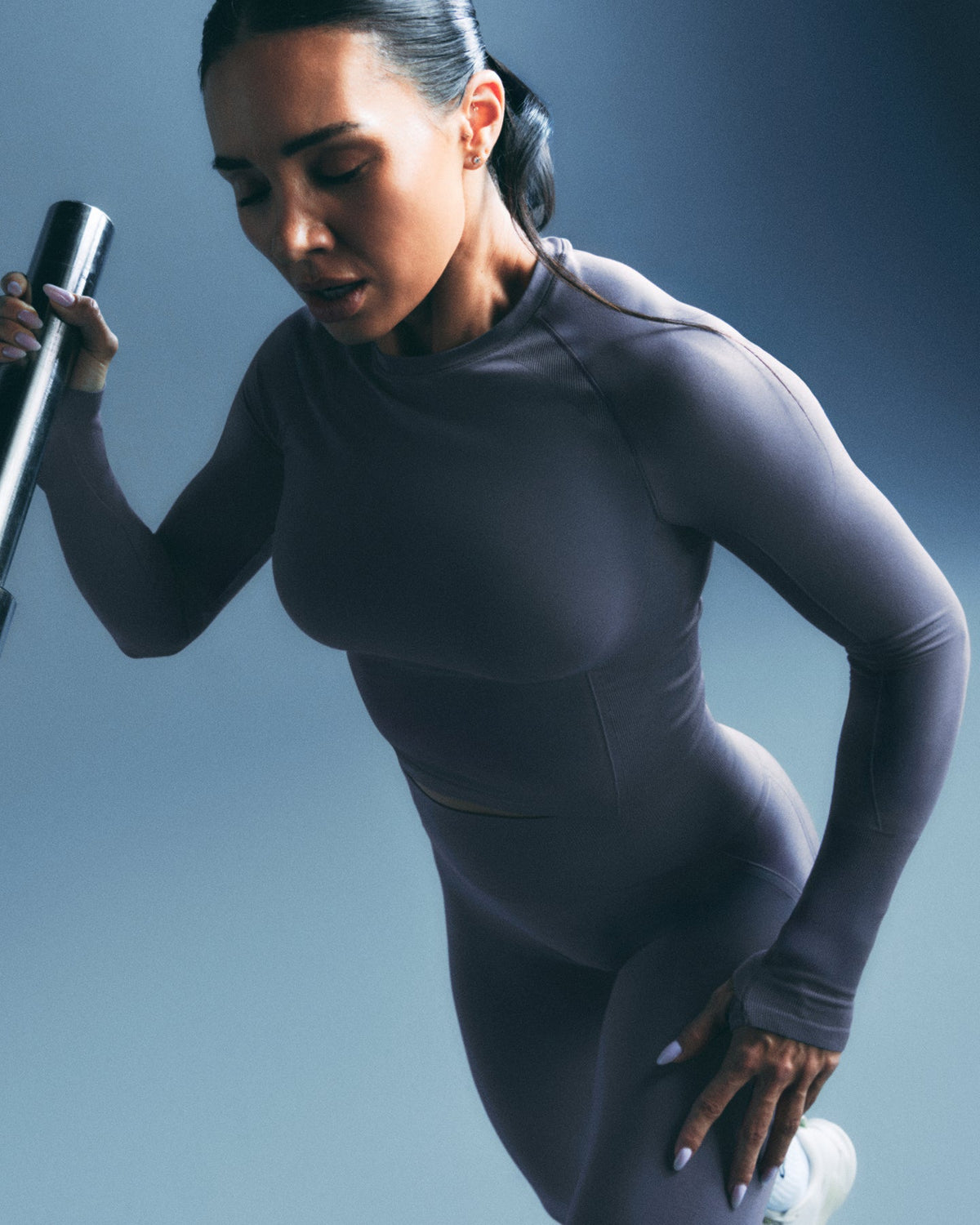 Oner Seamless Fitted Long Sleeve Top | Dark Granite Blue