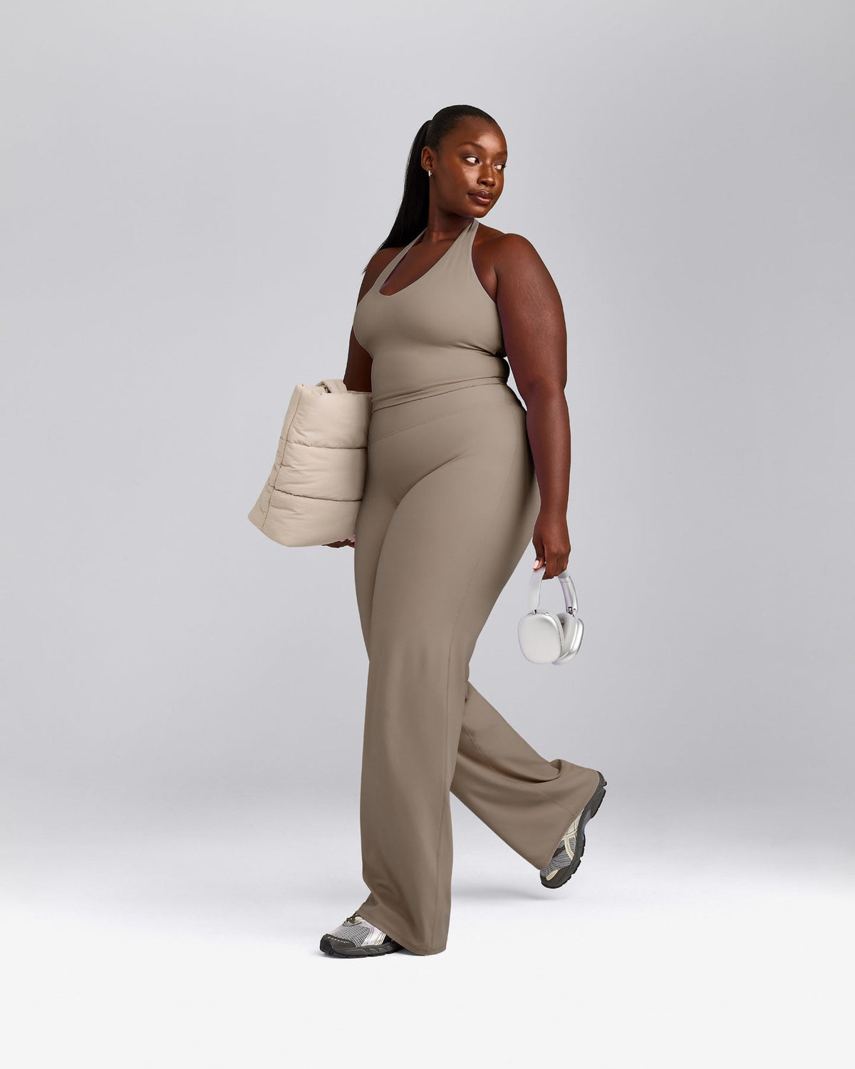 SoftMotion™ Halter Neck Mid Tank Top with Built in Bra Shelf | Minky