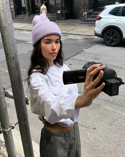 Wool Rib Knit Beanie | Lavender Purple